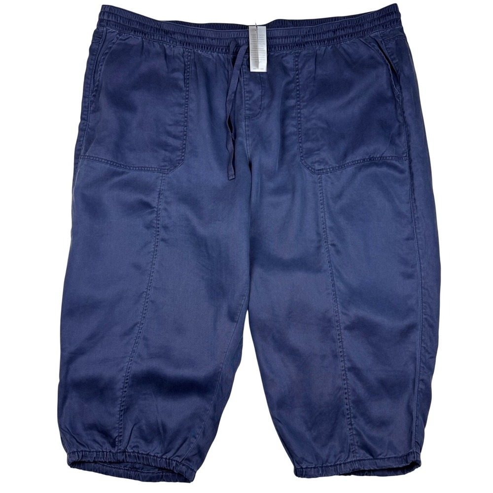 NWT Lane Bryant Capri Pants Jogger Plus 26/28 Blue Lyocell Pull On Elastic Waist